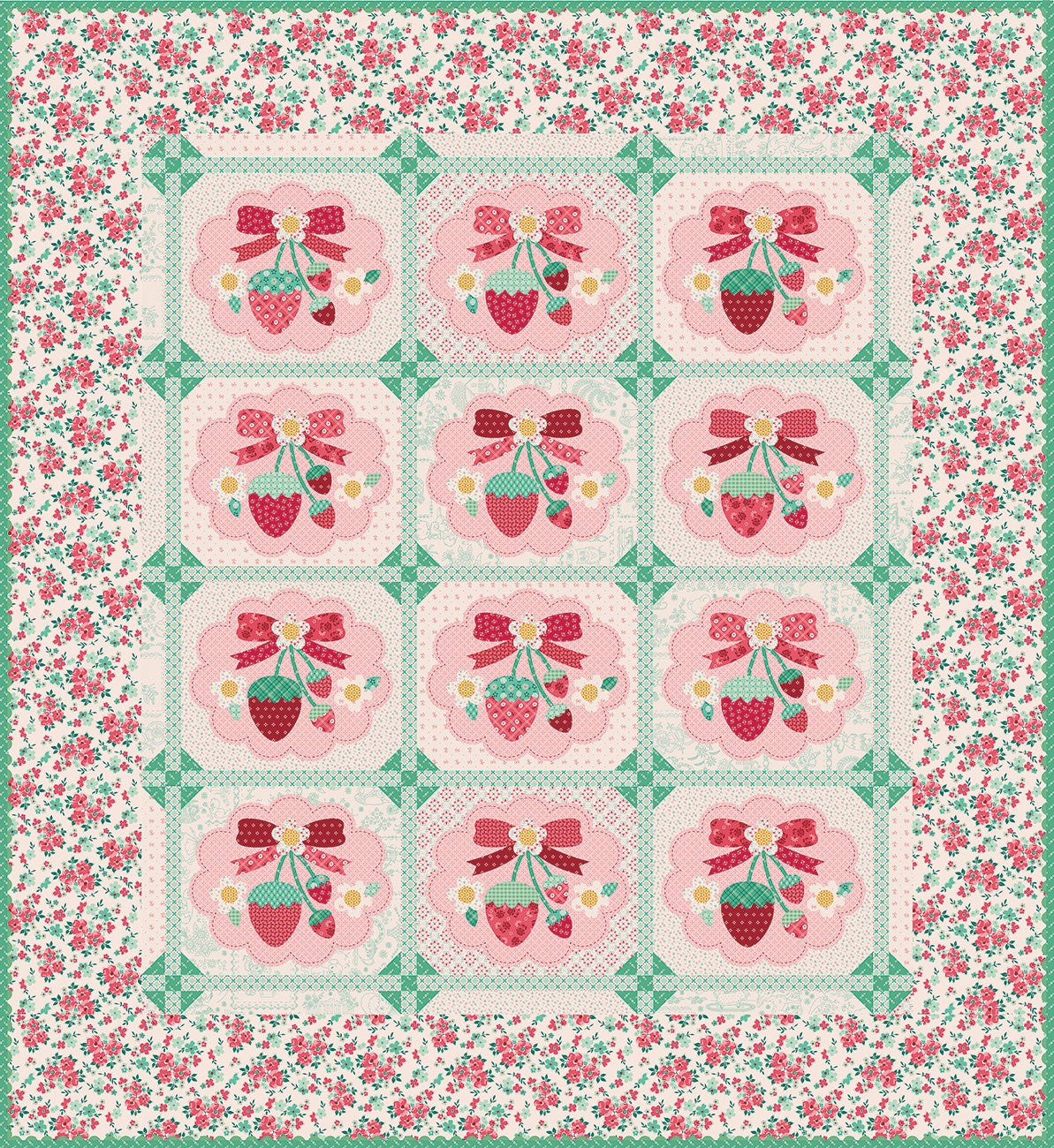 Berry & Sage Strawberry Crush Sew Along Quilt Kit by Lori Holt | Riley Blake Designs