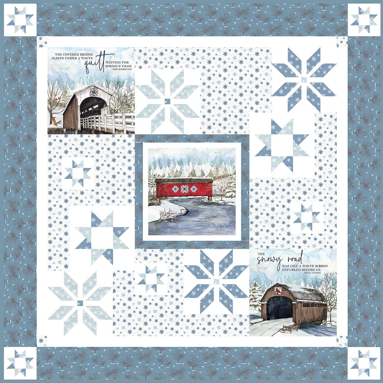 Covered Bridges Boxed Quilt Kit featuring Covered Bridges in Winter by Tara Reed | Riley Blake Designs