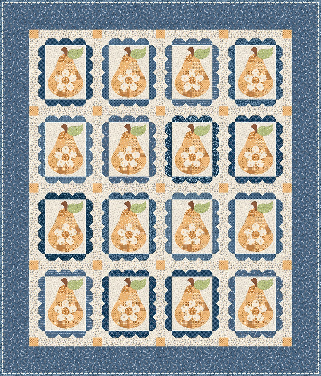 Denim & Daisy Sweet Golden Pears Quilt Kit by Lori Holt | Riley Blake Designs