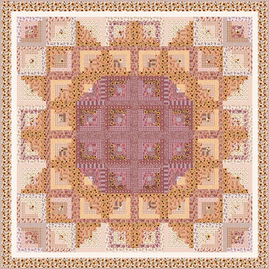 Sunflower in the Cabin Quilt Kit featuring Harvest on the Prairie by Modern Prairie | Riley Blake Designs