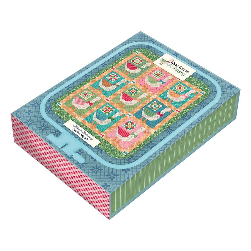 Machine Embroidery Nine Geese A-Laying Quilt Fabric Only Kit