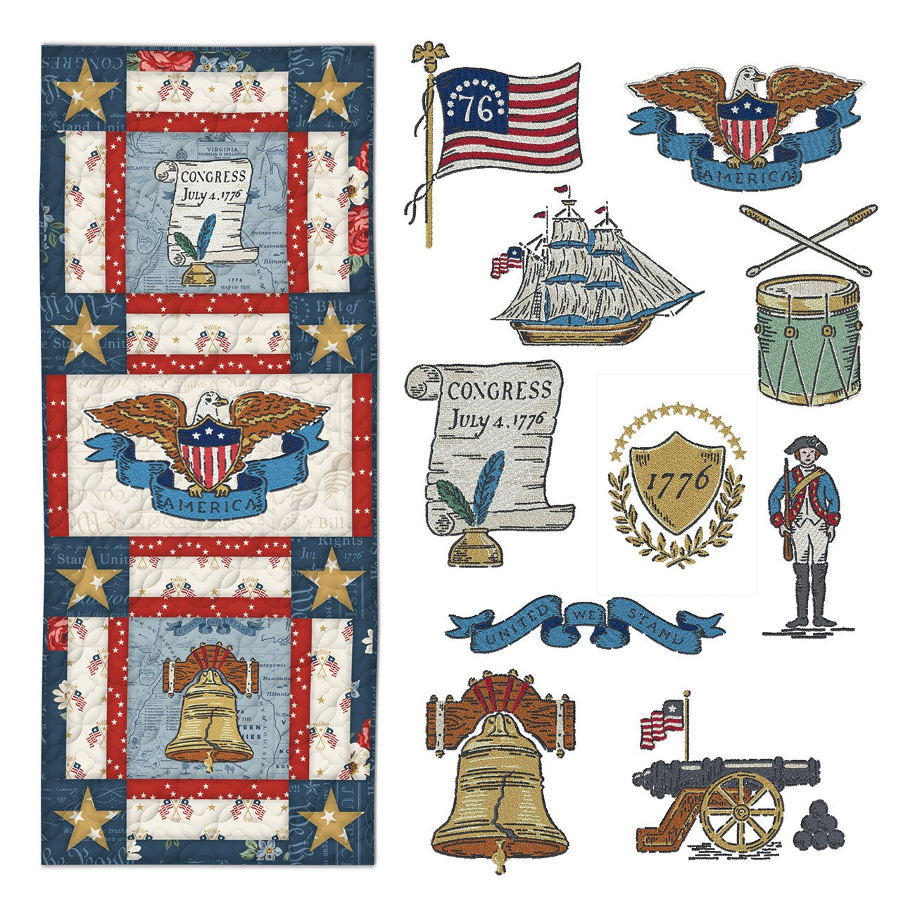 America 250 Door Banner and Asset Pack - Machine Embroidery USB | Riley Blake Designs