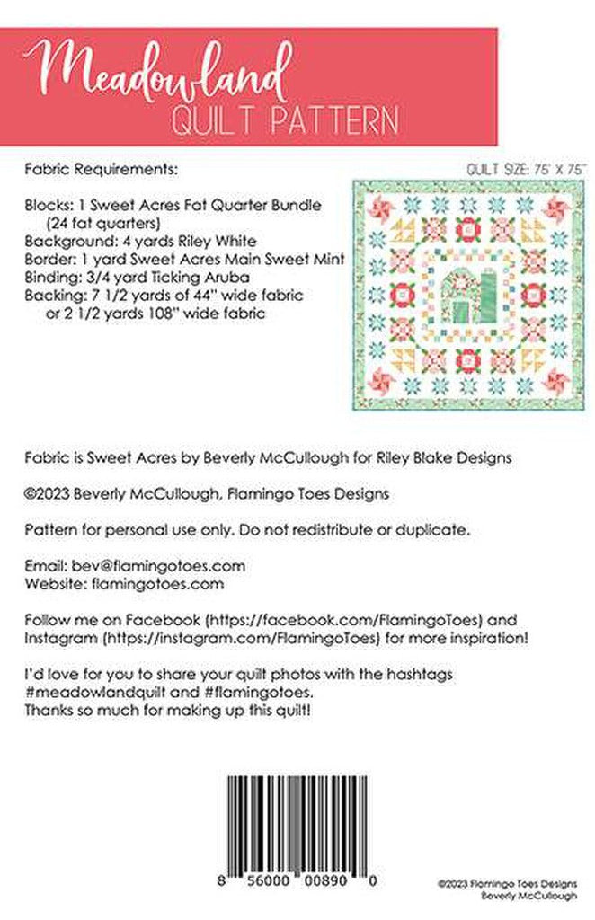 Meadowland Quilt Pattern by Flamingo Toes for Riley Blake Designs Back Cover