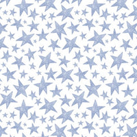 Sleepy Sloth Scribble Stars White/Blue Cotton Yardage by Debbie Monson | P&B Textiles