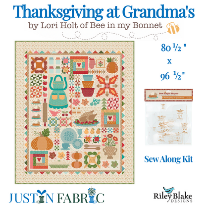 Thanksgiving at Grandma's Sew Along Quilt Kit by Lori Holt - Reservation |Riley Bake Designs