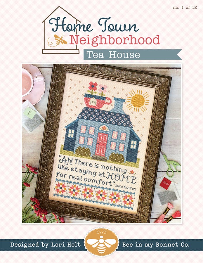 Home Town Neighborhood - Tea House Cross Stitch Pattern by Lori Holt of Bee in my Bonnet | It's Sew Emma #ISE-4037