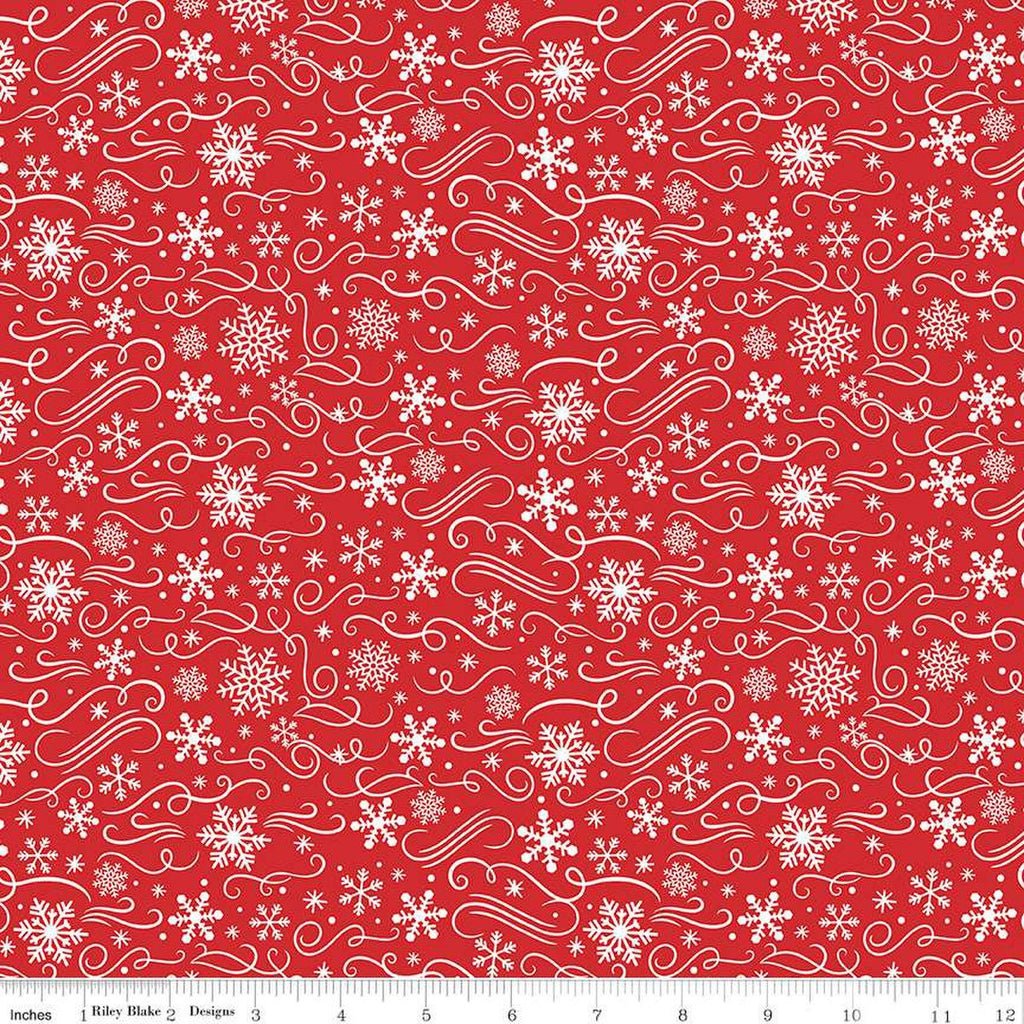 The Magic Of Christmas Snowflakes Red Yardage by Lori Whitlock | Riley Blake Designs