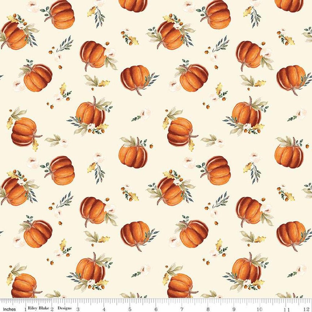 Shades Of Autumn Pumpkins Cream Yardage by My Mind's Eye | Riley Blake Designs