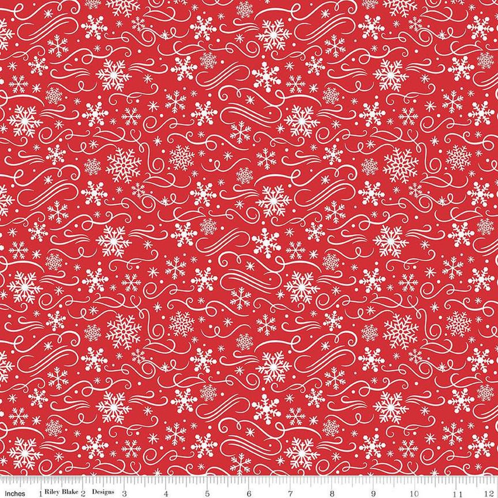 Designer Flannel Snowflakes Red Yardage by Lori Whitlock | Riley Blake Designs