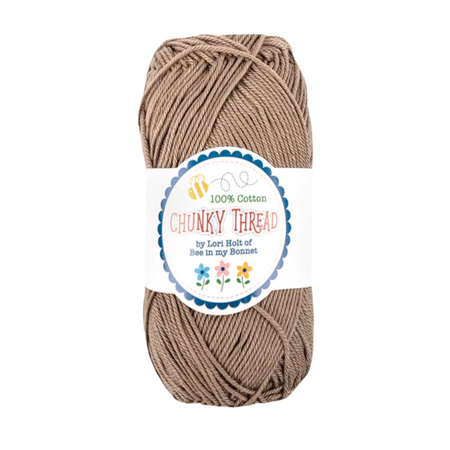 Pebble Chunky Crochet Thread by Lori Holt (50g) | Riley Blake Designs - 100% Cotton Light Brown yarn thread
