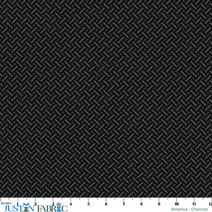 Botanica Basketweave Charcoal Yardage by Amanda Murphy | Benartex