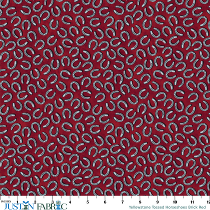 Yellowstone Tossed Horseshoes Brick Red Yardage | Benartex