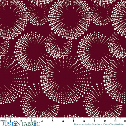 Documentaries Starburst Dots Claret/White Yardage by Kanvas Studio | Benartex
