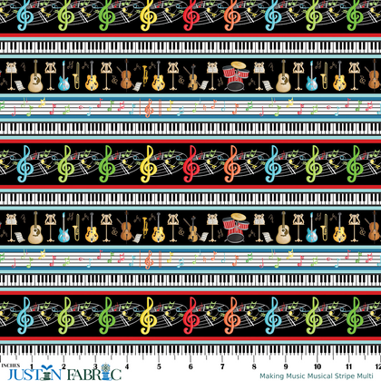 Making Music Musical Stripe Multi by Andi Metz | Benartex
