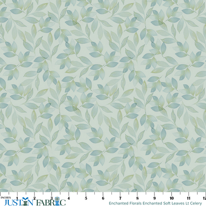 Enchanted Florals Enchanted Soft Leaves Lt Celery Yardage by Kristen Brockmon | Benartex