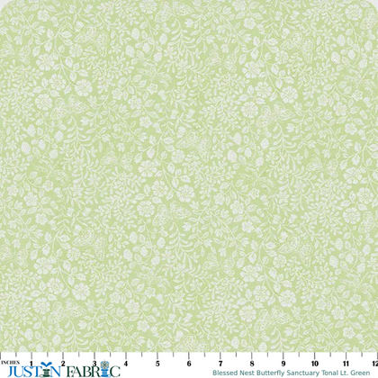 Blessed Nest Butterfly Sanctuary Tonal Lt. Green Yardage by Shannon Roberts | Benartex