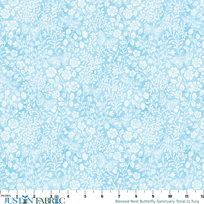 Blessed Nest Butterfly Sanctuary Tonal Lt.Turq. Yardage by Shannon Roberts | Benartex