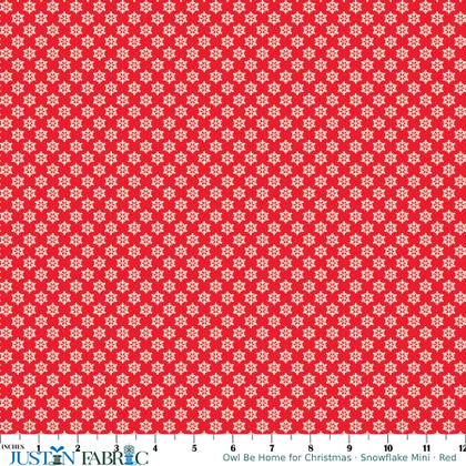 Owl Be home For Christmas Snowflake Mini Red | Benartex