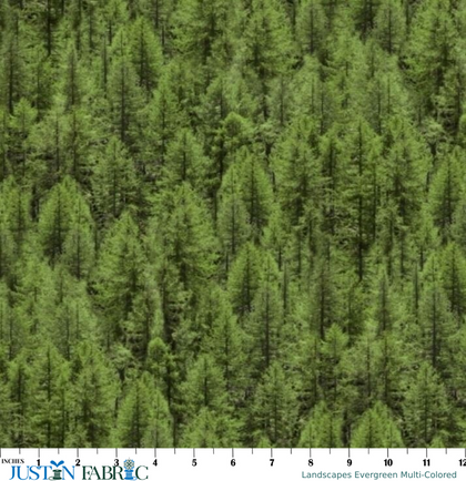 Landscapes Evergreen Multi-Colored Yardage| Windham Fabrics