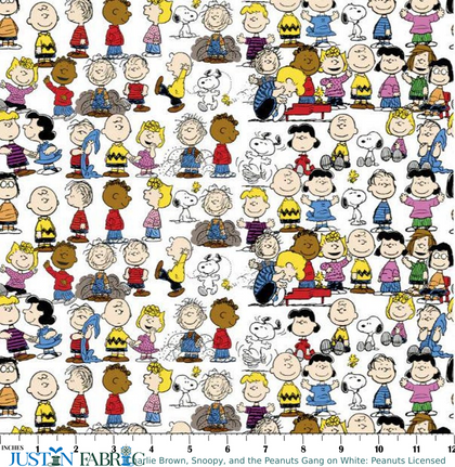 Charlie Brown, Snoopy, and the Peanuts Gang on White: Peanuts  Licensed Yardage | Springs Creative