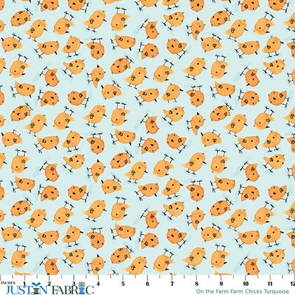 On the Farm Farm Chicks Turquoise Cotton Yardage by Terry Rumyan | Benartex