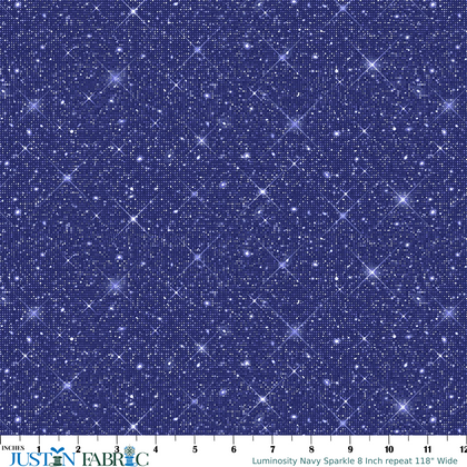 Luminosity Navy Sparkle Wide Back 8 Inch repeat 118" Wide Yardage | Blank Quilting