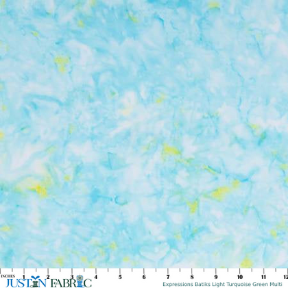 Expressions Batiks Light Turquoise Green Multi Wide Back Cotton Yardage | Riley Blake Designs