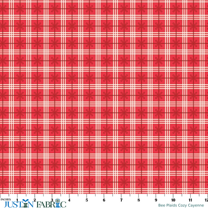 Bee Plaids Cozy Cayenne Cotton Yardage by Lori Holt | Riley Blake Designs