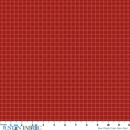 Bee Plaids Cider Barn Red Cotton Yardage by Lori Holt | Riley Blake Designs