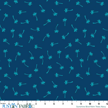 Sunshine Blvd Palm Trees Navy Yardage by Amber Kemp-Gerstel | Riley Blake Designs