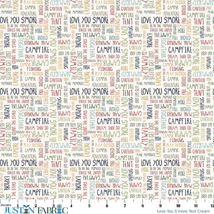 Love You S’more Text Cream Cotton Yardage by Gracey Larson | Riley Blake Designs