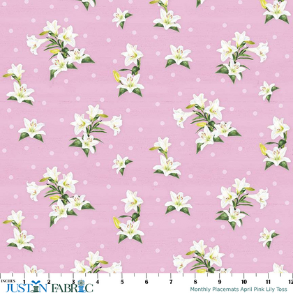 Monthly Placemats April Pink Lily Toss Yardage by Tara Reed | Riley Blake Designs