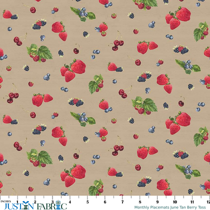 Monthly Placemats June Tan Berry Toss Yardage by Tara Reed | Riley Blake Designs