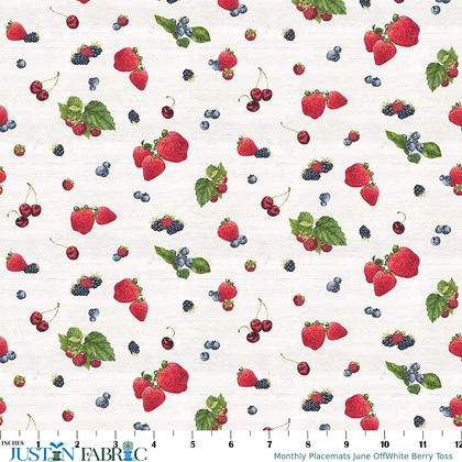 Monthly Placemats June OffWhite Berry Toss Yardage by Tara Reed | Riley Blake Designs