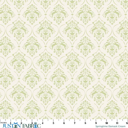 Springtime Damask Cream Cotton Yardage by My Minds Eye | Riley Blake Designs