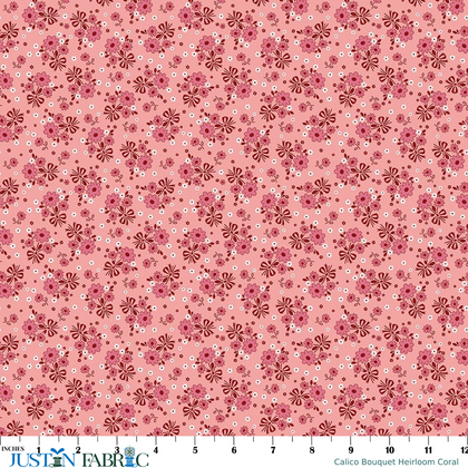 Calico Bouquet Heirloom Coral Yardage by Lori Holt | Riley Blake Designs