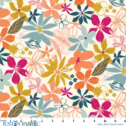 Eden Main Floral Cream Cotton Yardage by Gabrielle Neil Design| Riley Blake Designs