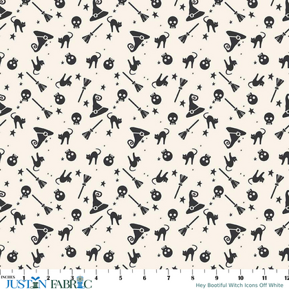 Hey Bootiful Witch Icons Off White Yardage by My Mind's Eye | Riley Blake Designs