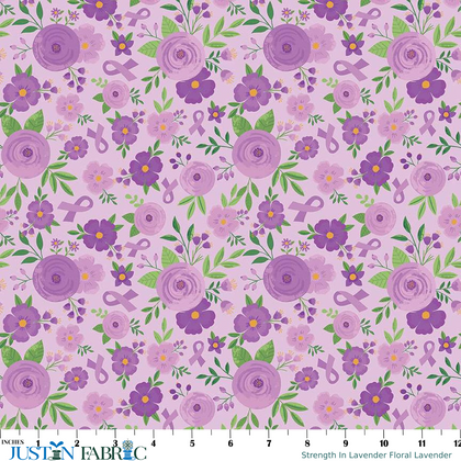 Strength In Lavender Floral Lavender Yardage by The RBD Designers | Riley Blake Designs