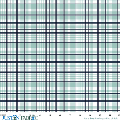 It's a Boy Plaid Aqua End of Bolt by Echo Park Paper Co | Riley Blake Designs