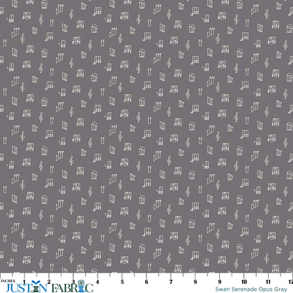Swan Serenade Opus Gray Yardage by Melanie Collette | Riley Blake Designs