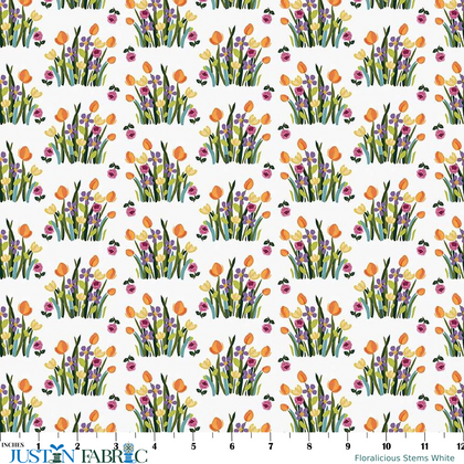 Floralicious Stems White Yardage by Lila Tueller| Riley Blake Designs