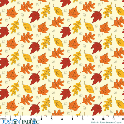 Fall's In Town Leaves Cream Yardage by Sandy Gervais | Riley Blake Designs