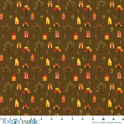 Fall's In Town Village Brown Yardage by Sandy Gervais | Riley Blake Designs