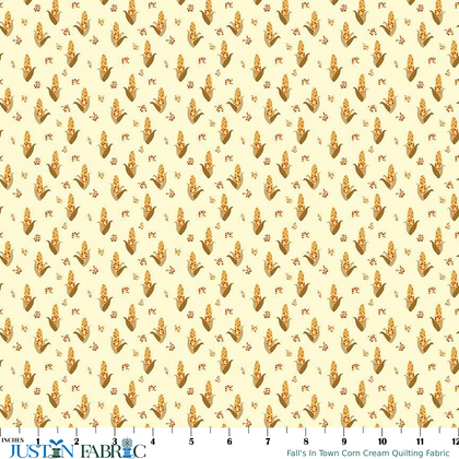 Fall's In Town Corn Cream Quilting Fabric by Sandy Gervais