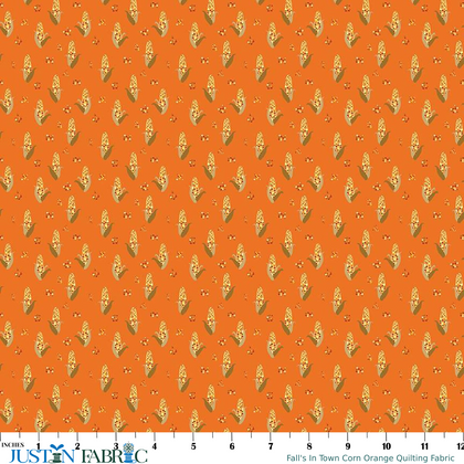 Fall's In Town Corn Orange Quilting Fabric by Sandy Gervais