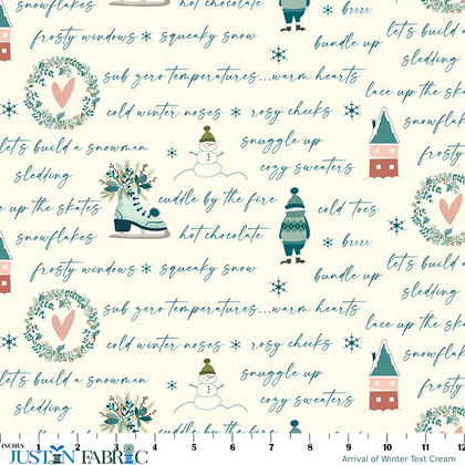 Arrival of Winter Text Cream Yardage by Sandy Gervais | Riley Blake Designs