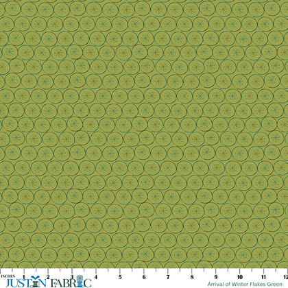 Arrival of Winter Flakes Green Yardage by Sandy Gervais | Riley Blake Designs