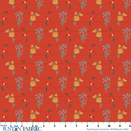 Farmhouse Summer Wildflowers Red Yardage by Echo Park Paper Co. | Riley Blake Designs