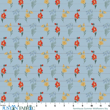 Farmhouse Summer Wildflowers Sky Yardage by Echo Park Paper Co. | Riley Blake Designs